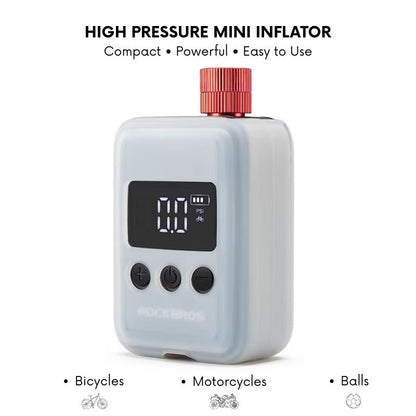 High pressure mini inflator with digital display on a white background
